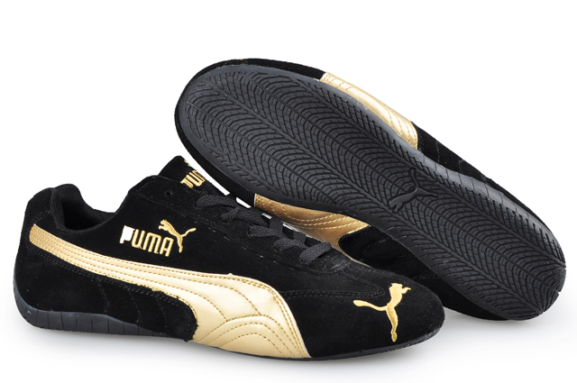 puma trainers black and gold